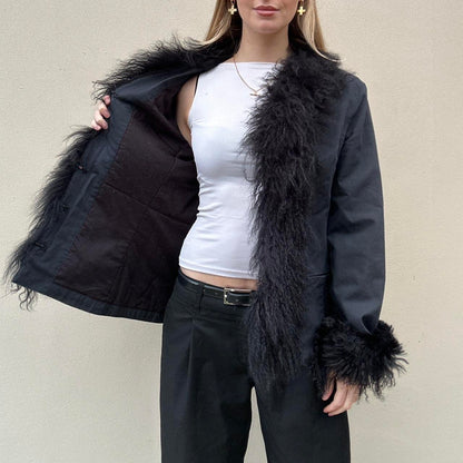 Vintage black Mongolian Afghan jacket