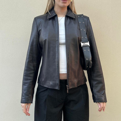 Vintage 00s black leather jacket