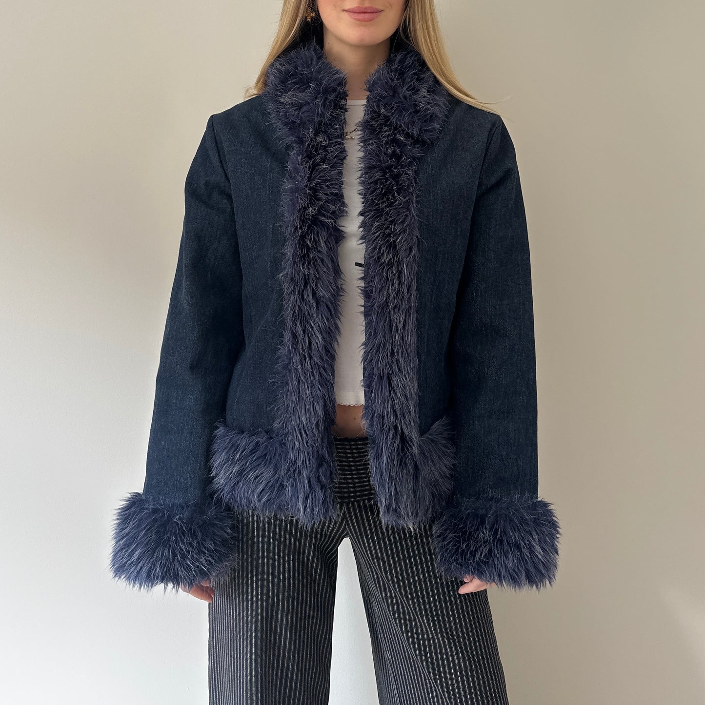 Vintage denim afghan jacket