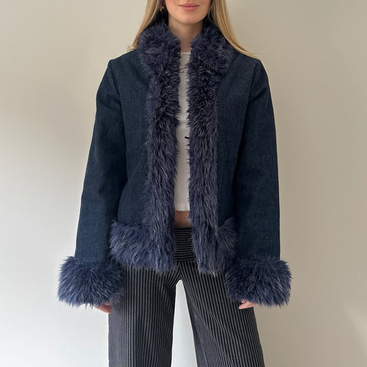 Vintage denim afghan jacket
