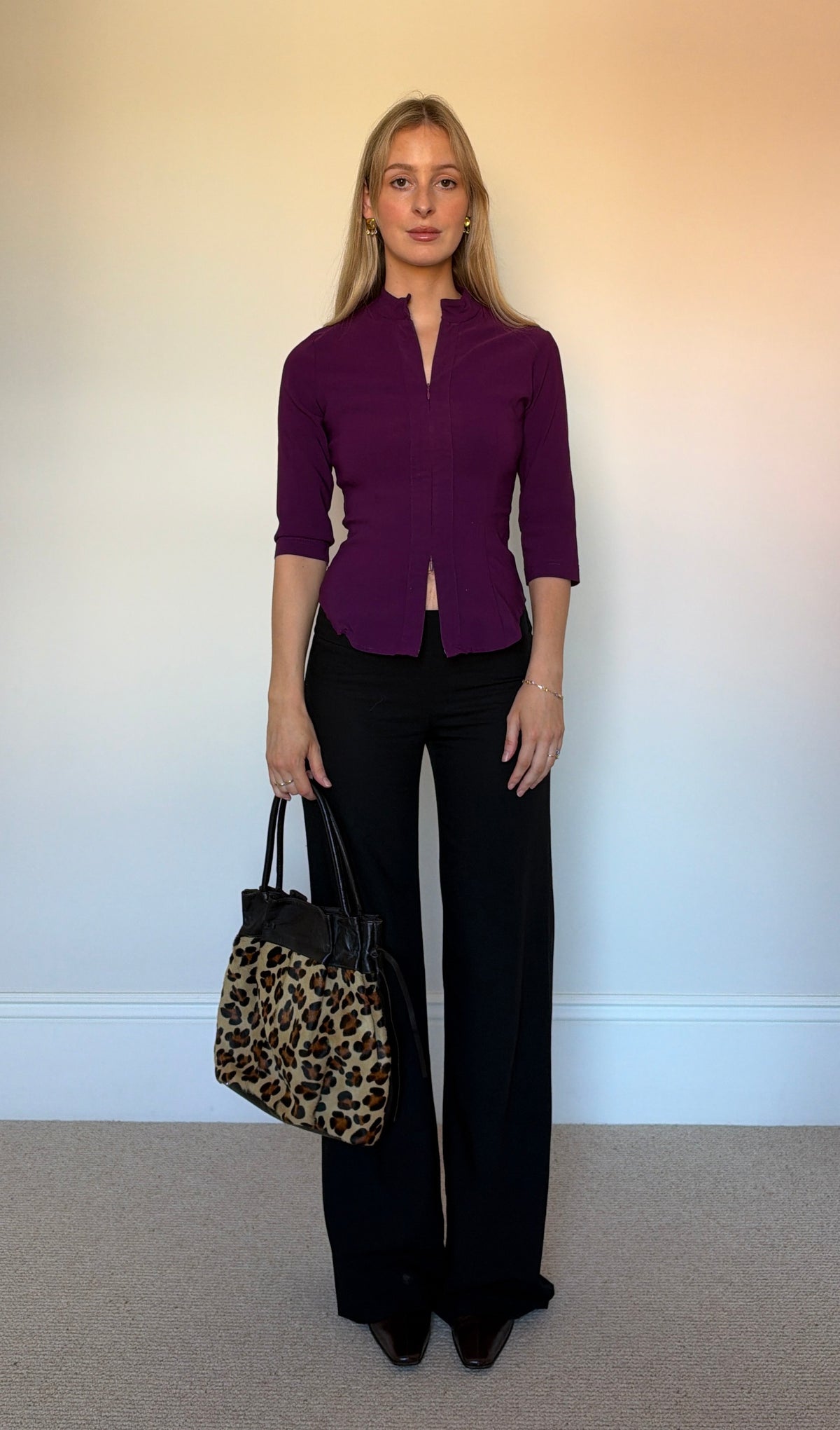 Vintage leopard skin leather bag