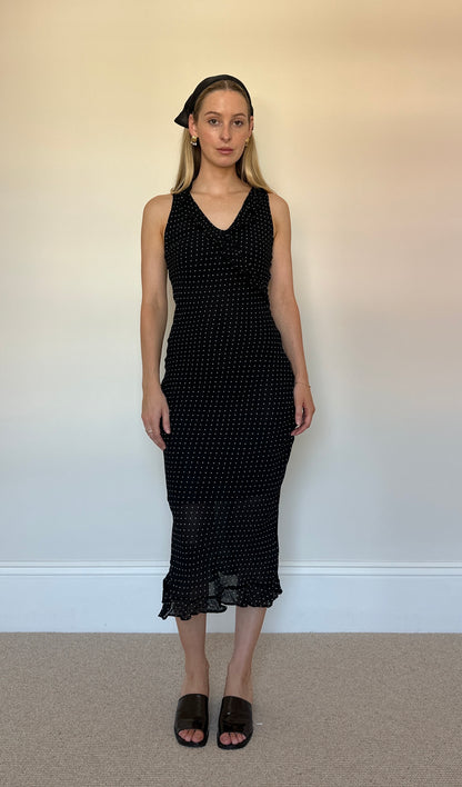 Vintage black polka dot dress
