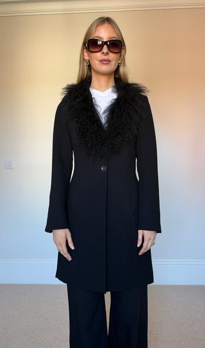 Vintage black mongolian fur coat