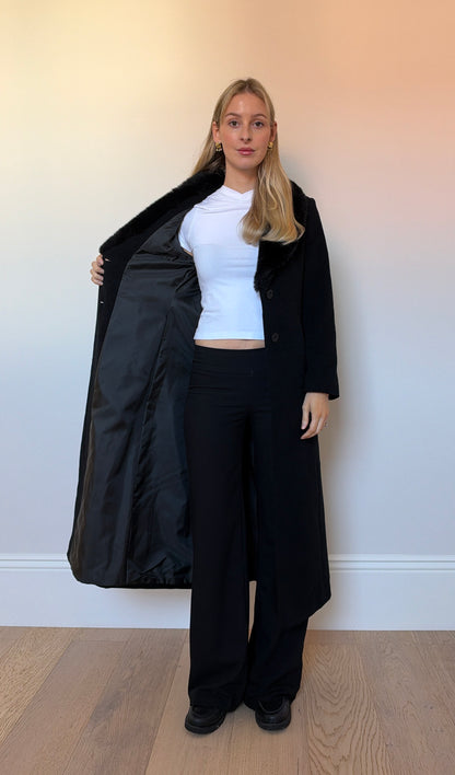 Vintage Wool & Cashmere fur collar jacket