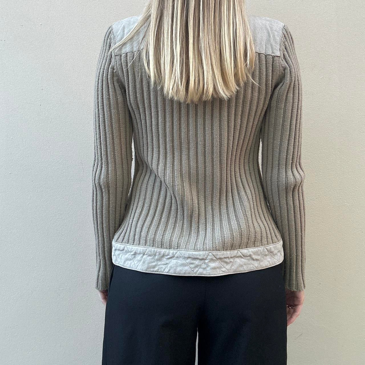 Vintage 00s suede & knit jumper jacket