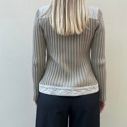 Vintage 00s suede & knit jumper jacket