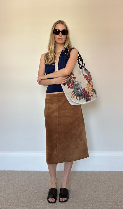 Vintage caramel suede skirt
