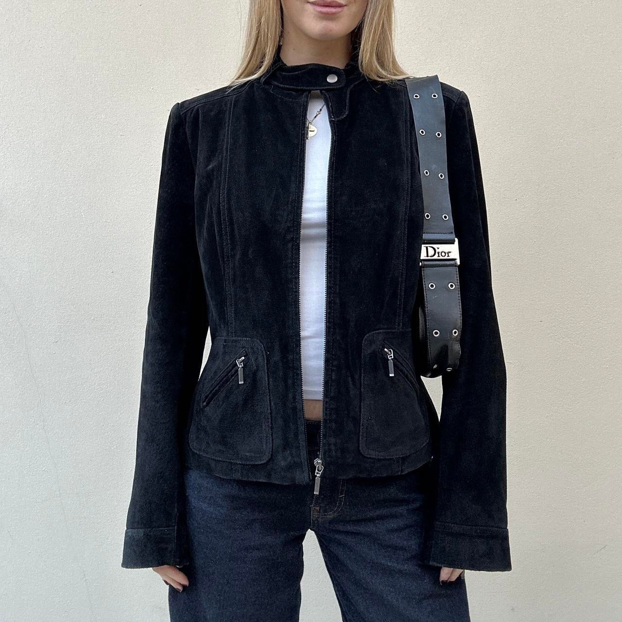 Vintage black suede biker jacket