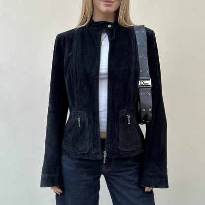 Vintage black suede biker jacket