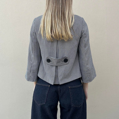 Vintage 00s houndstooth pea coat