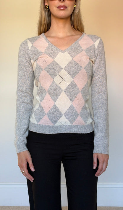 Vintage cashmere argyle jumper