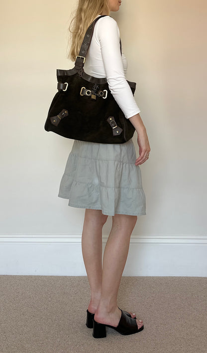Vintage Suede Olive Bag