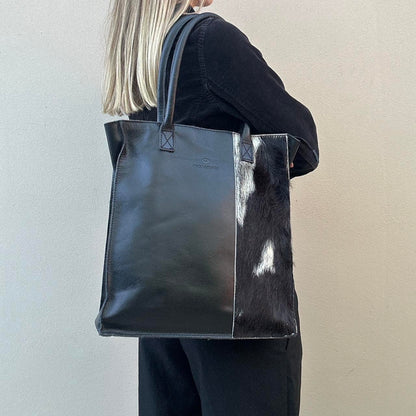Vintage 90s black cow hide bag