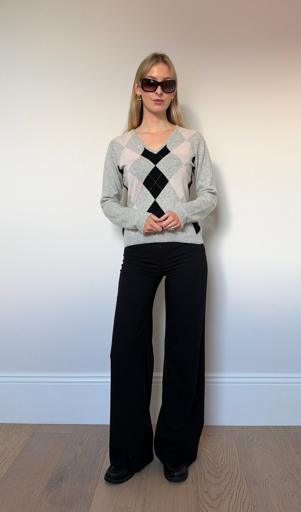 Vintage cashmere argyle jumper