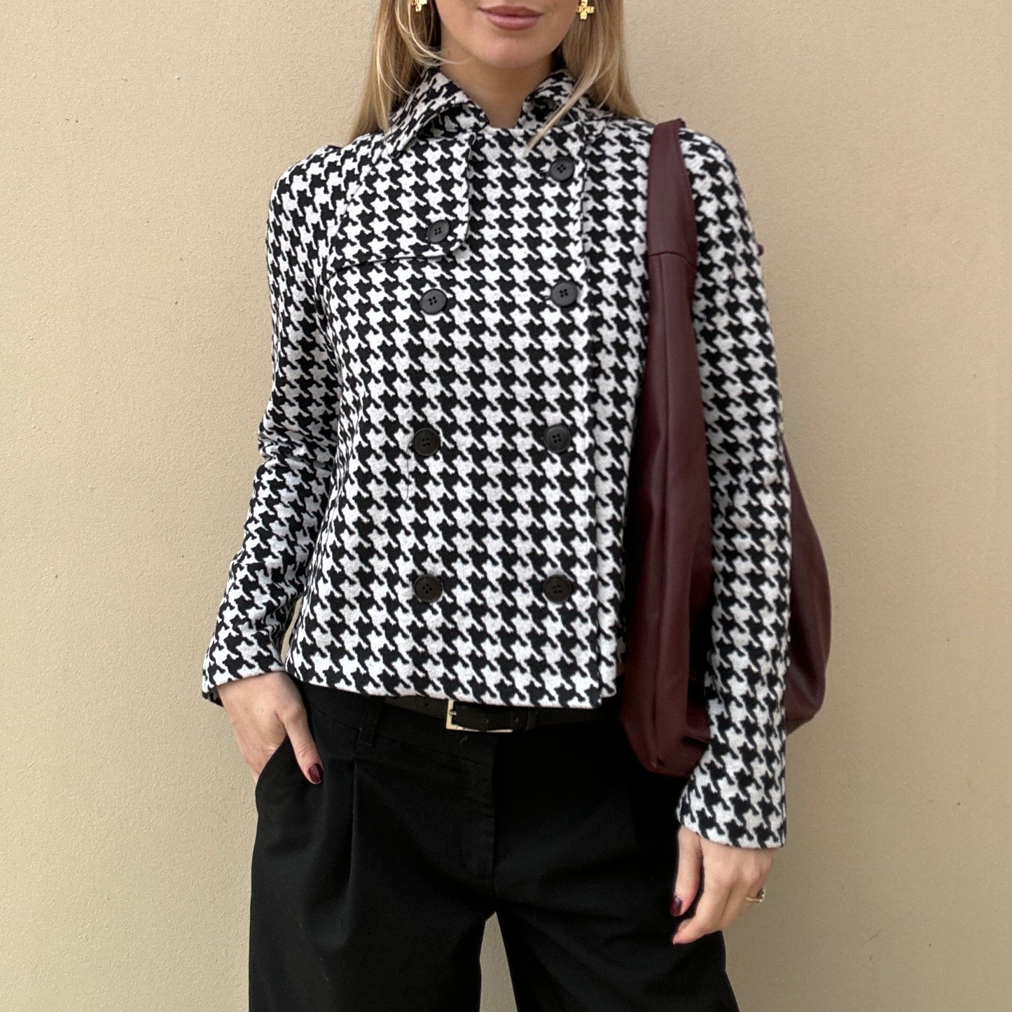 Vintage houndstooth double breasted jacket