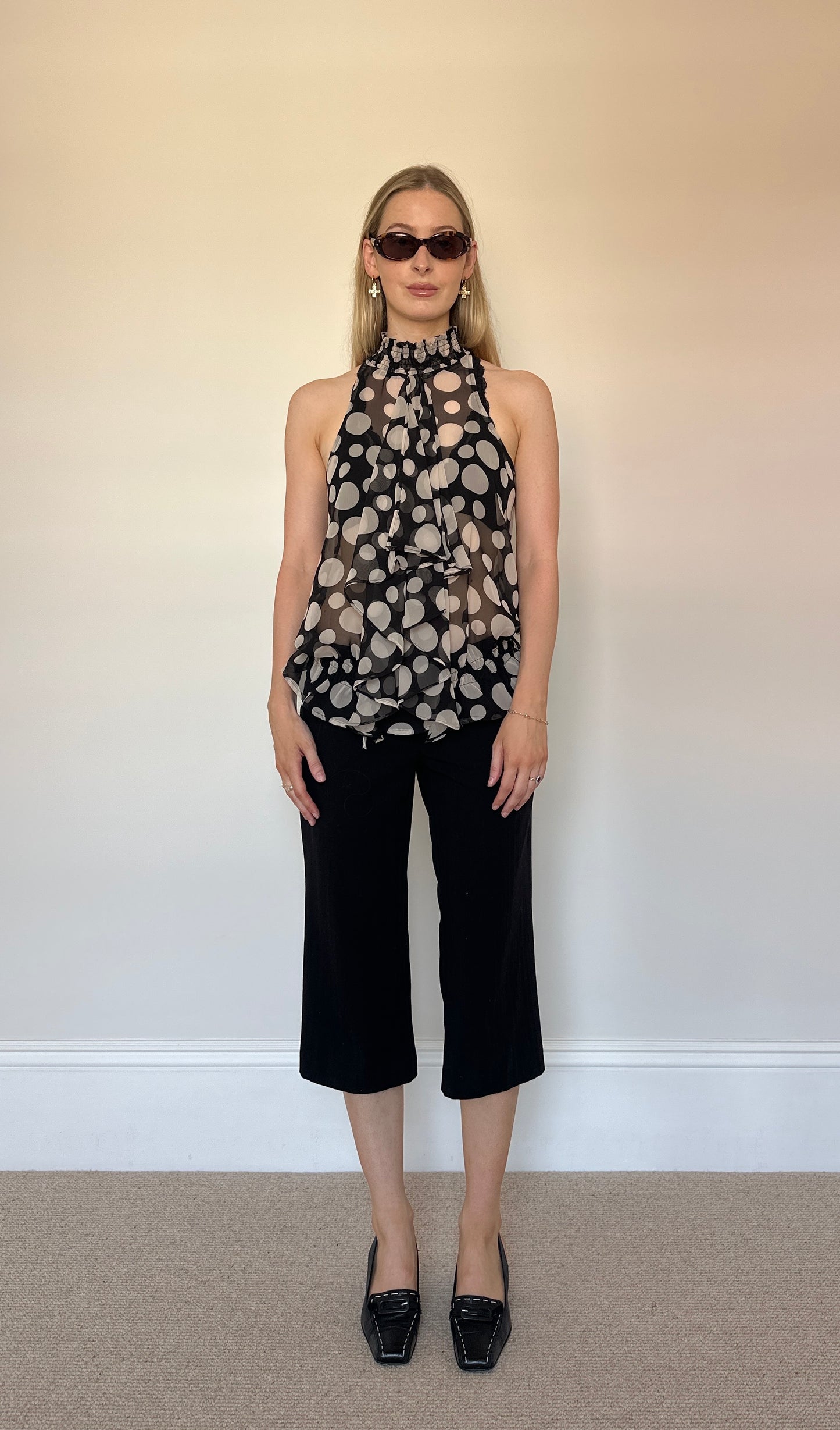 sheer polka dot halter top