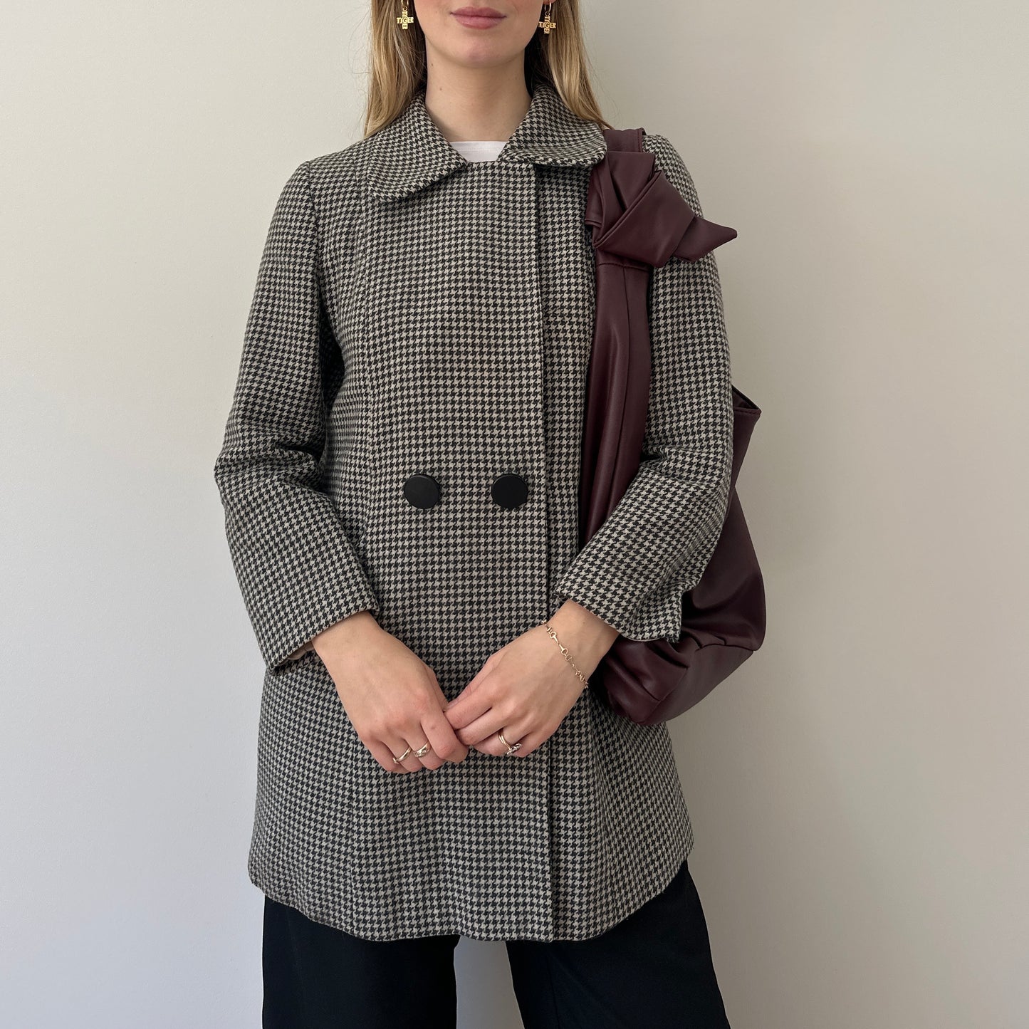 Vintage dogtooth pea coat