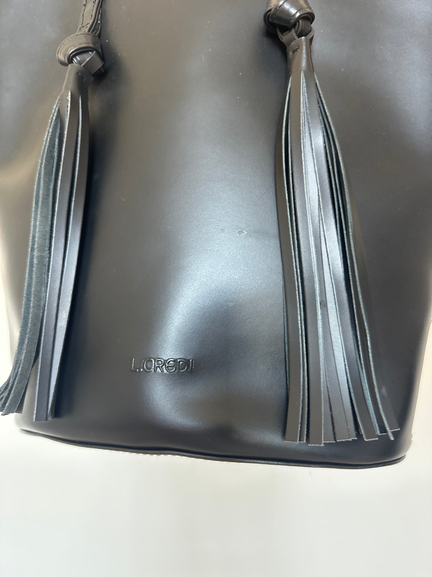 Black leather Tassle Bag