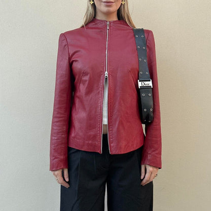 Vintage 00s red leather jacket