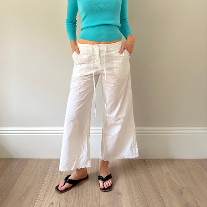 Vintage white embroidered trousers