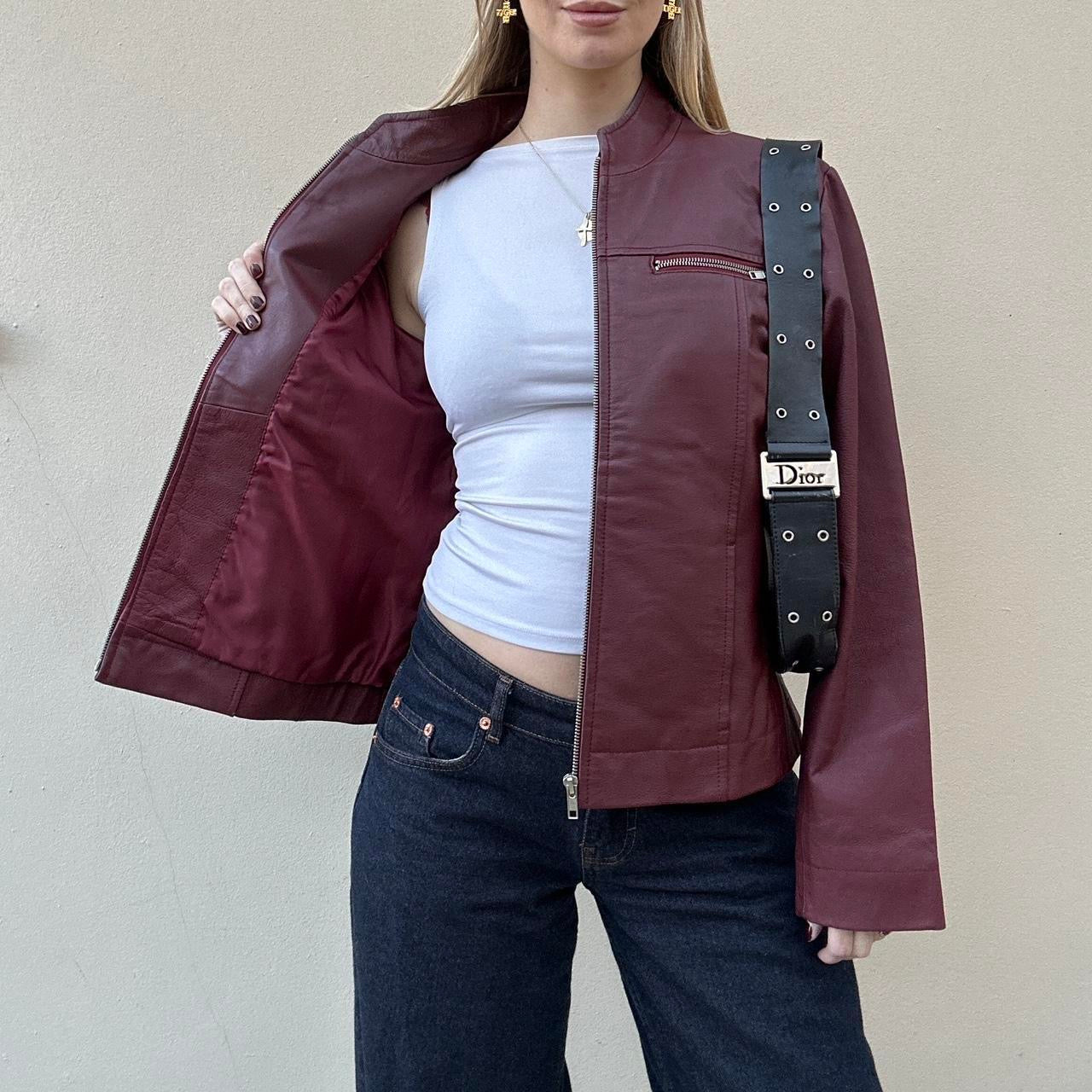 Vintage 00s burgundy leather jacket