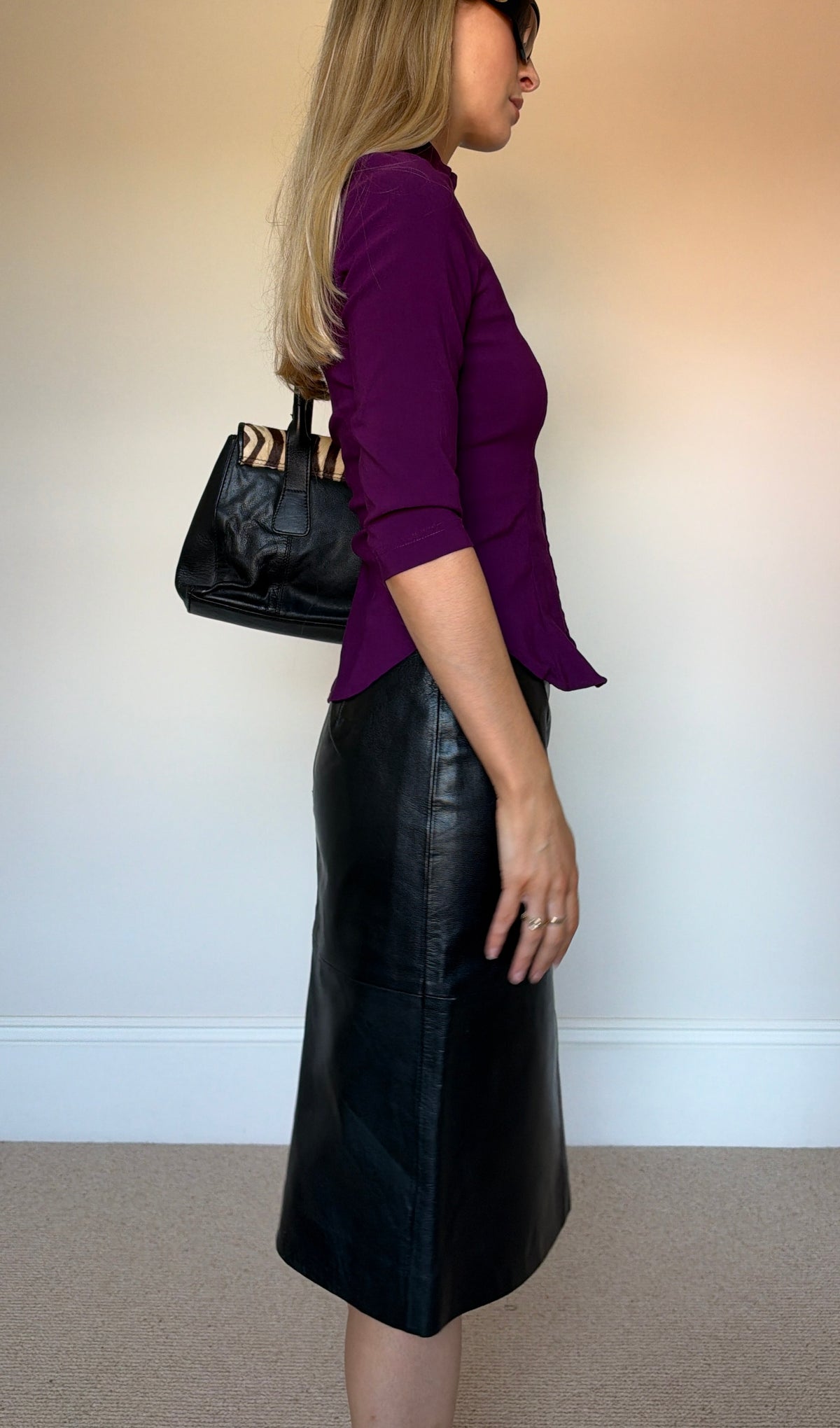 Vintage real leather skirt