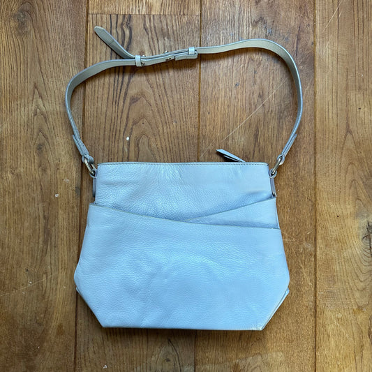 Leather baby blue handbag