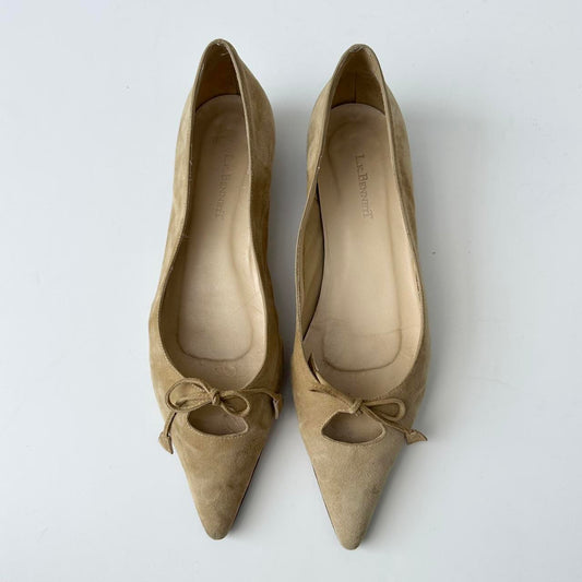 Vintage L.K.Bennett suede pointed ballet flats