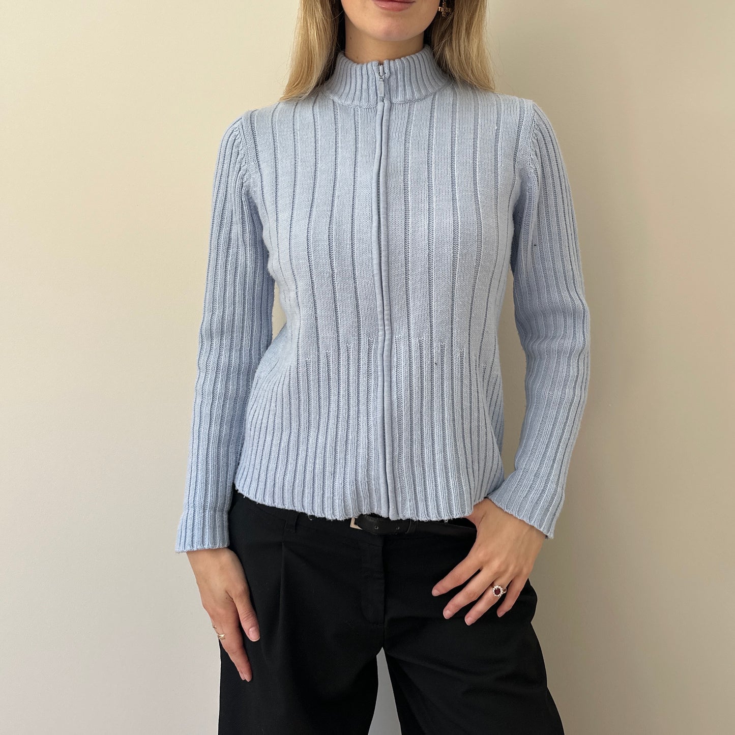 Vintage baby blue zip jumper
