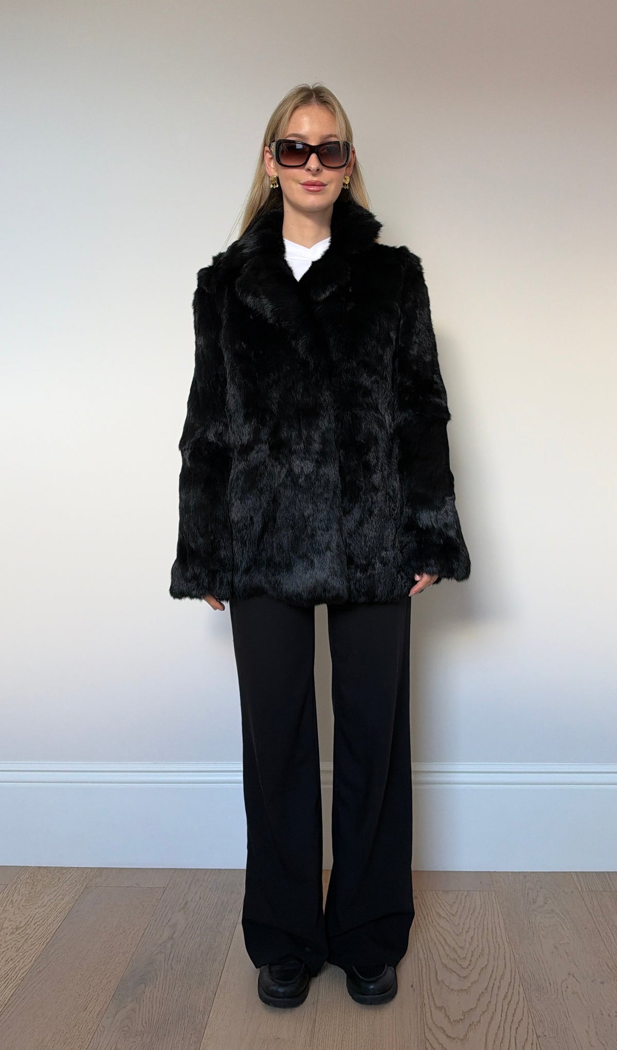 Vintage Black real fur jacket