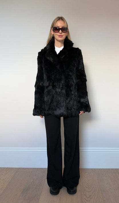 Vintage Black real fur jacket