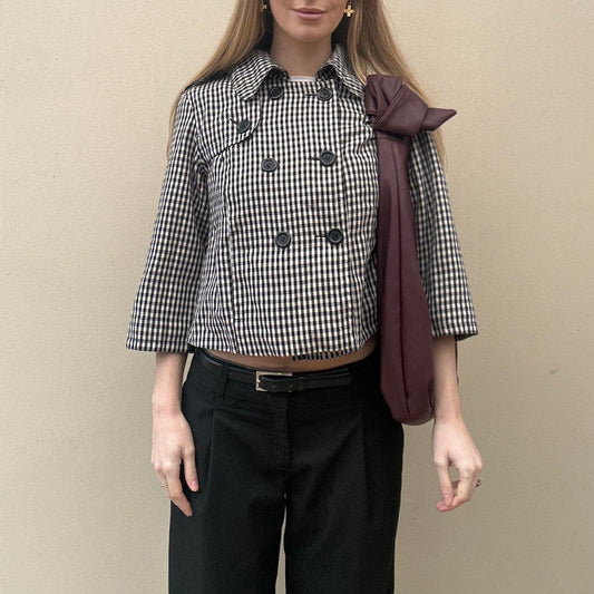 Vintage gingham pea coat