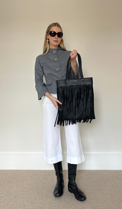 Vintage leather tassle bag
