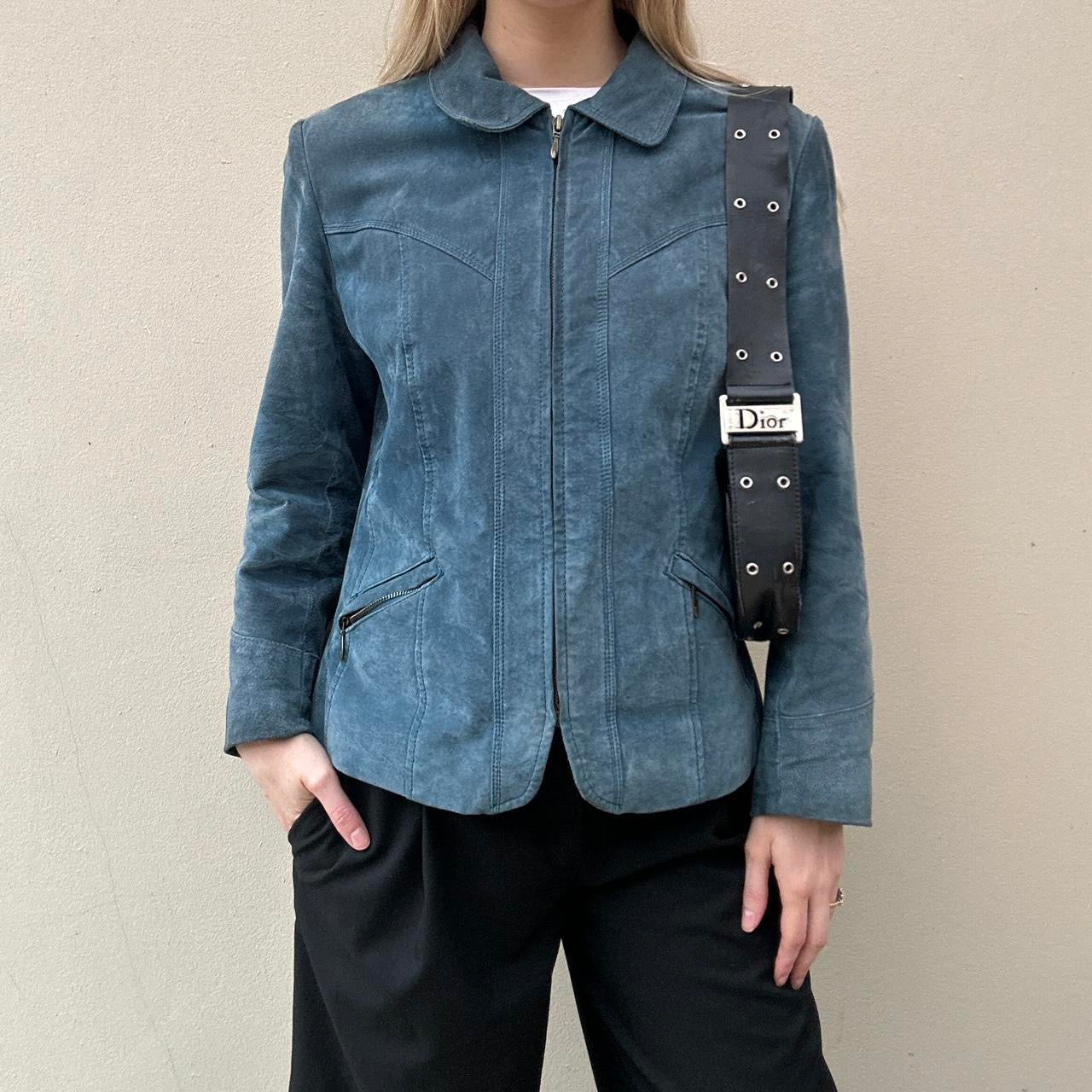 Vintage suede teal jacket