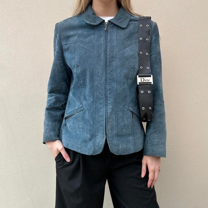 Vintage suede teal jacket