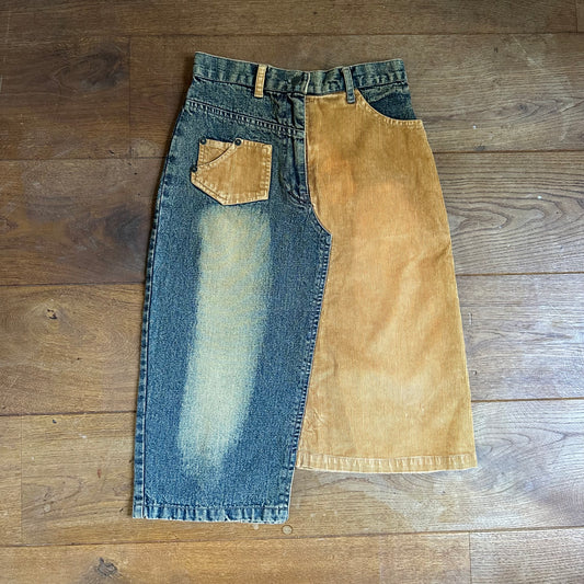 00s denim & corduroy skirt XS