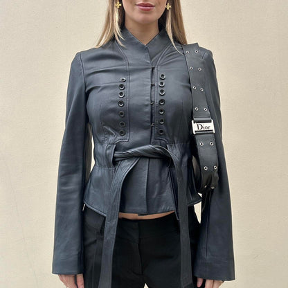 Vintage 00s button leather jacket