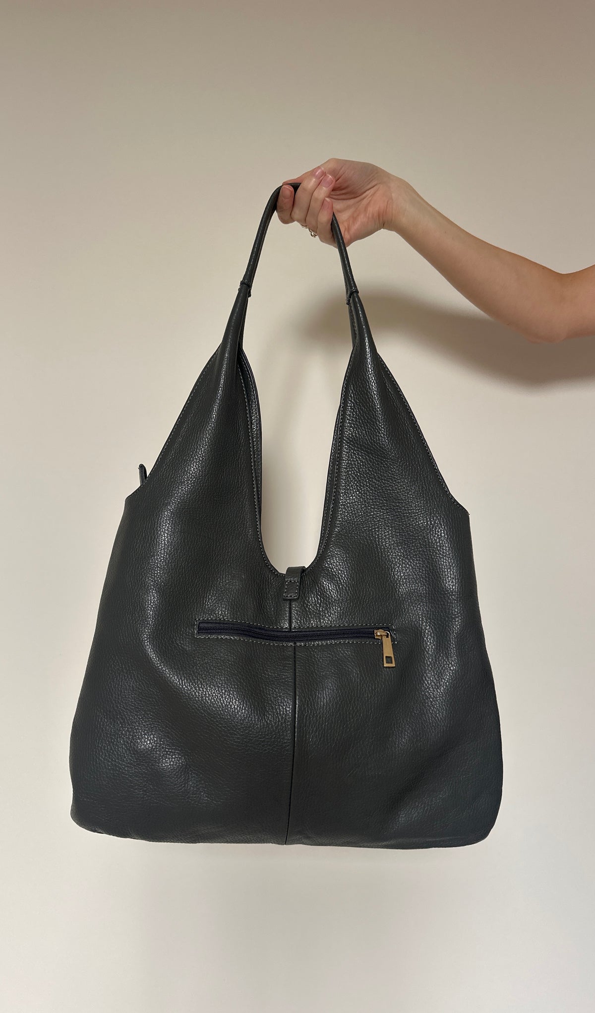 Vintage grey leather Tassle bag