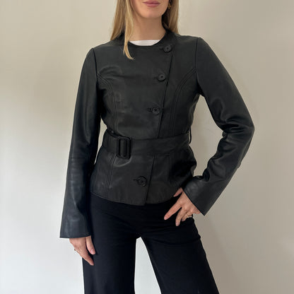 Vintage leather asymmetrical jacket