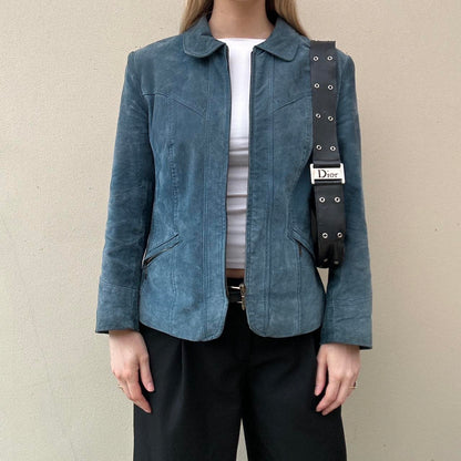 Vintage suede teal jacket