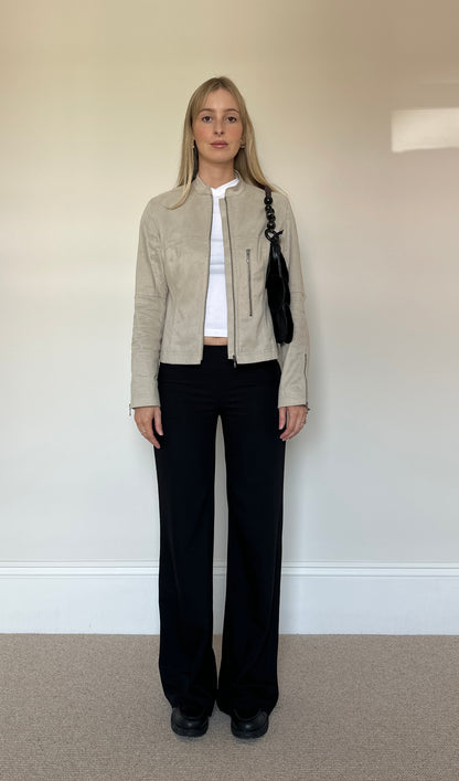 Vintage faux suede biker jacket