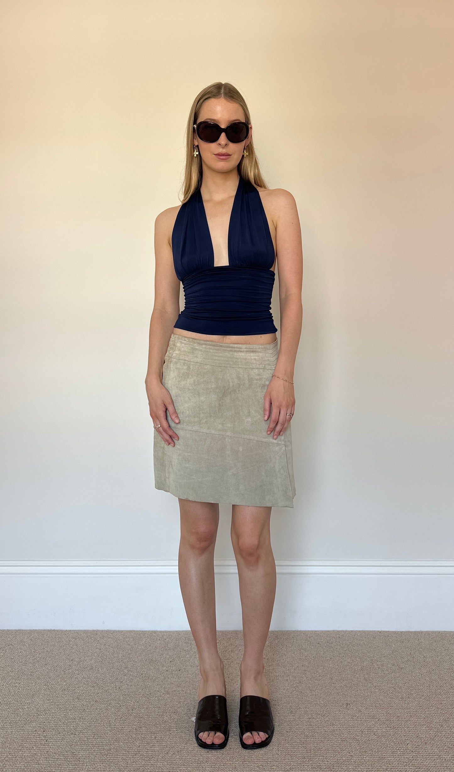 Vintage real suede skirt