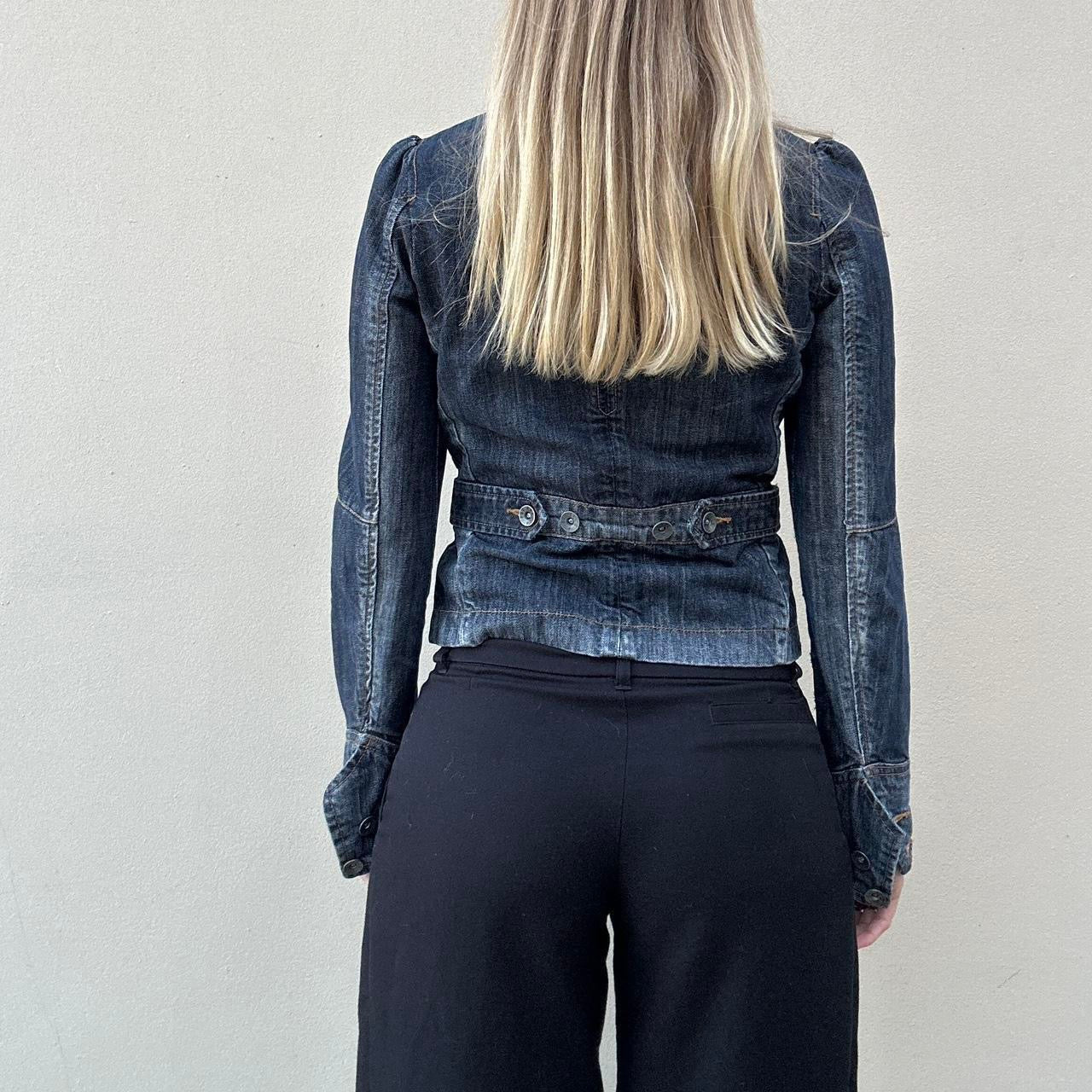 Vintage 00s denim asymmetric button jacket