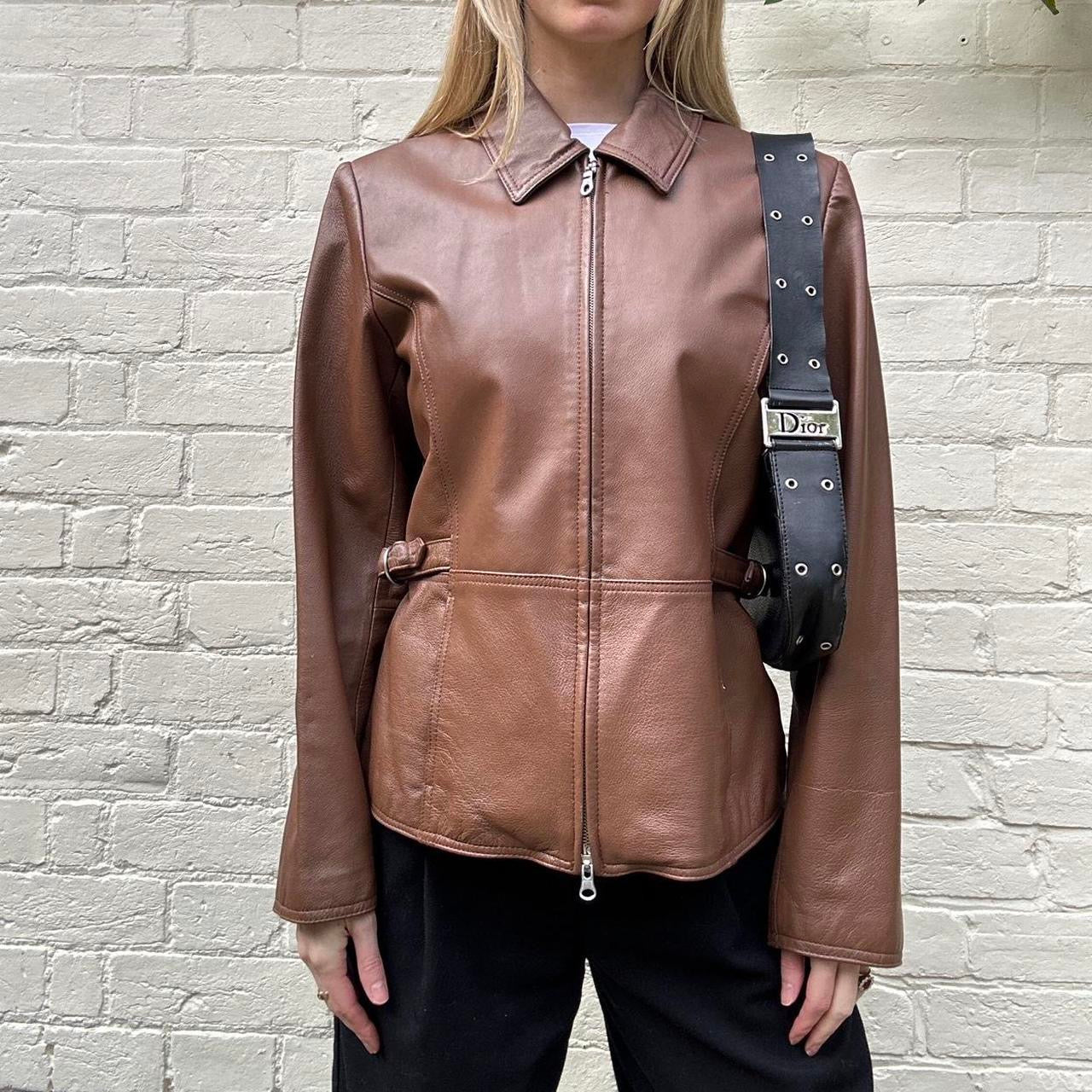 Vintage 00s brown leather jacket