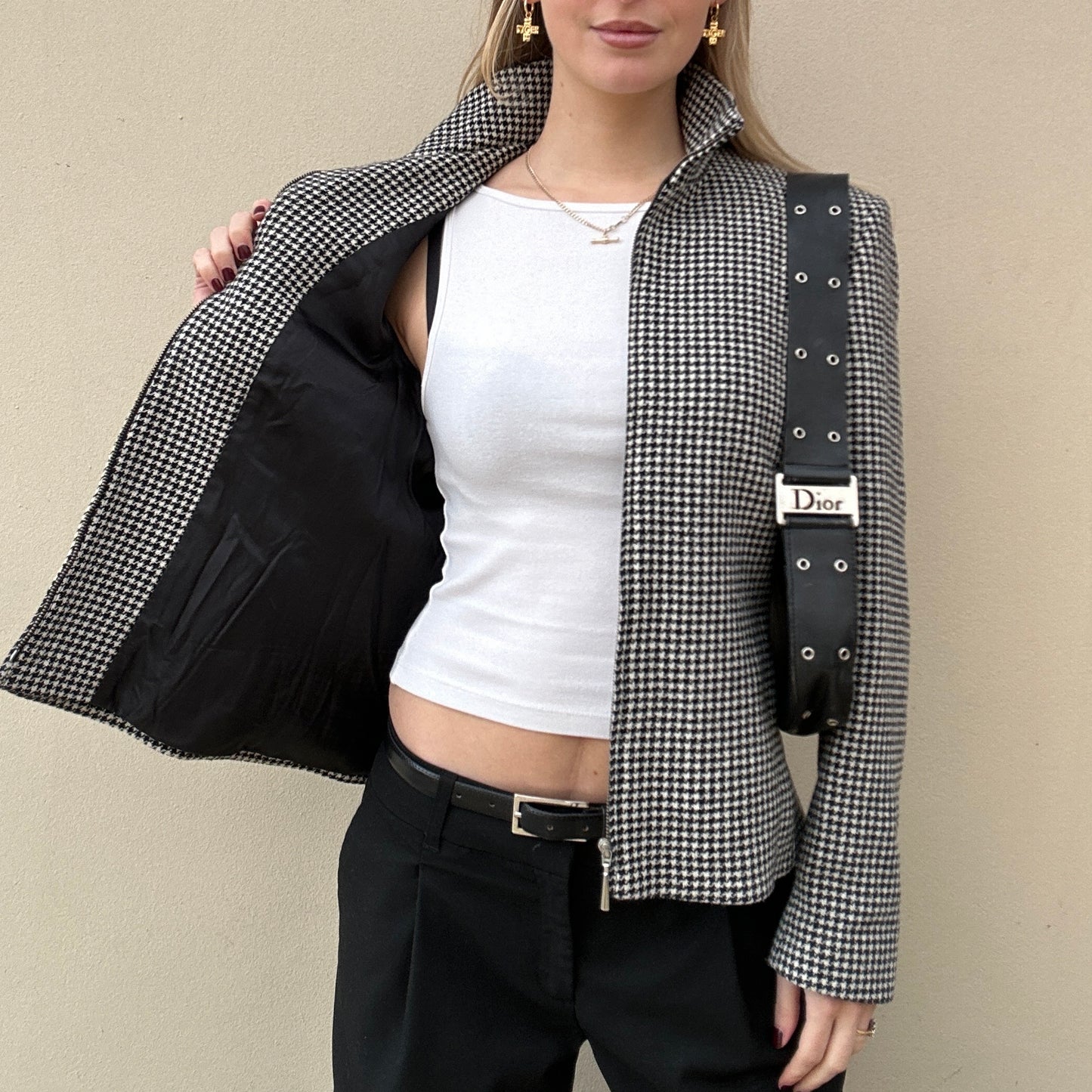 Vintage zip dogtooth jacket