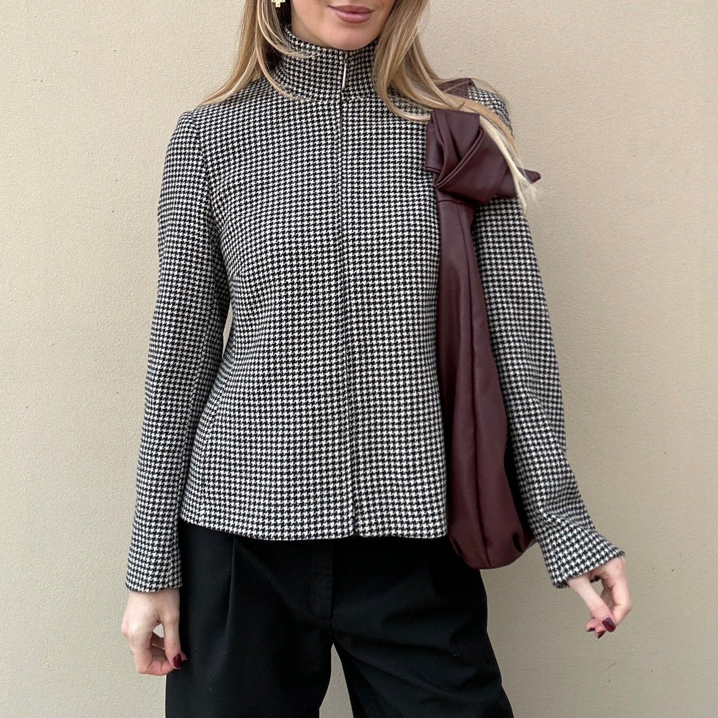 Vintage zip dogtooth jacket