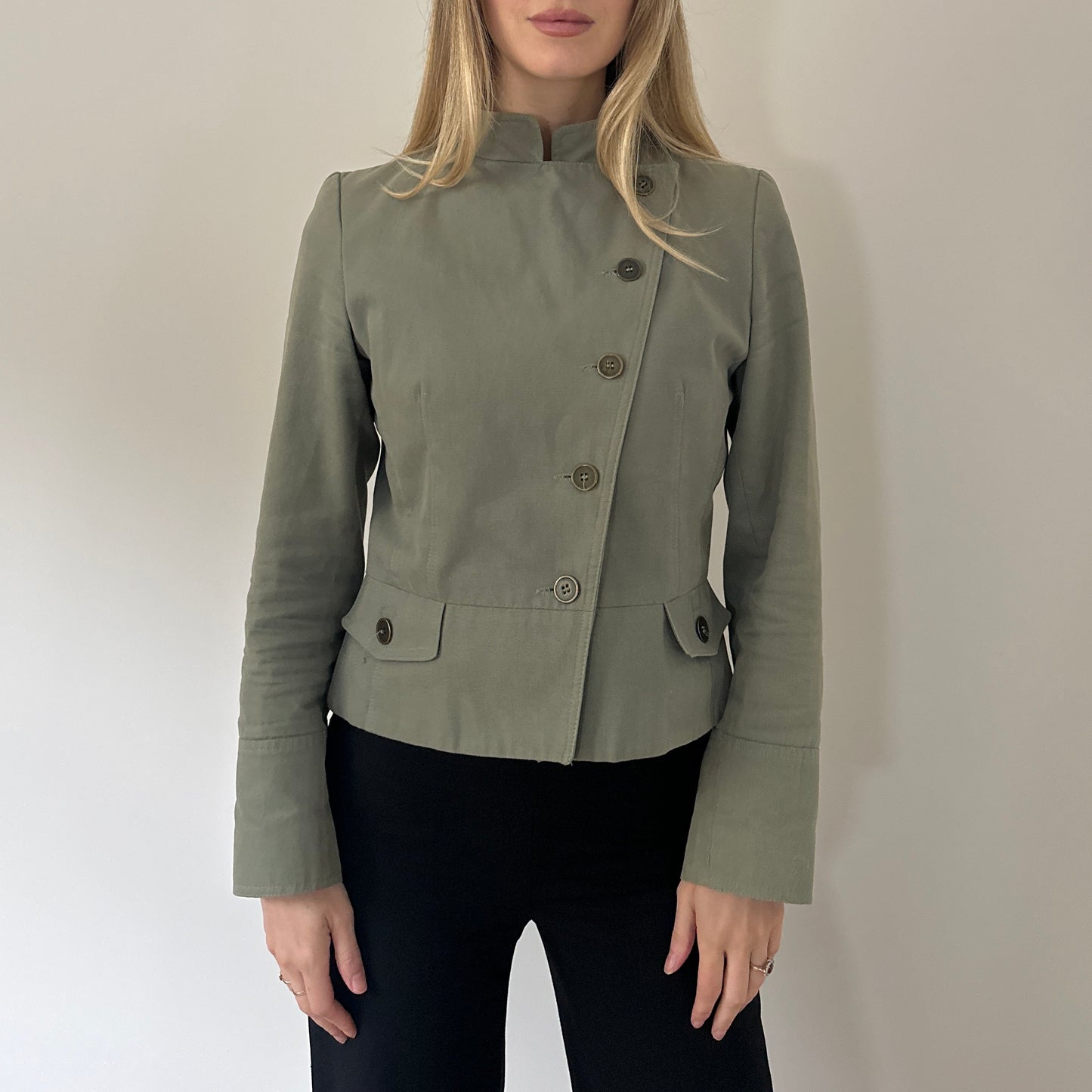 Vintage khaki asymmetric jacket