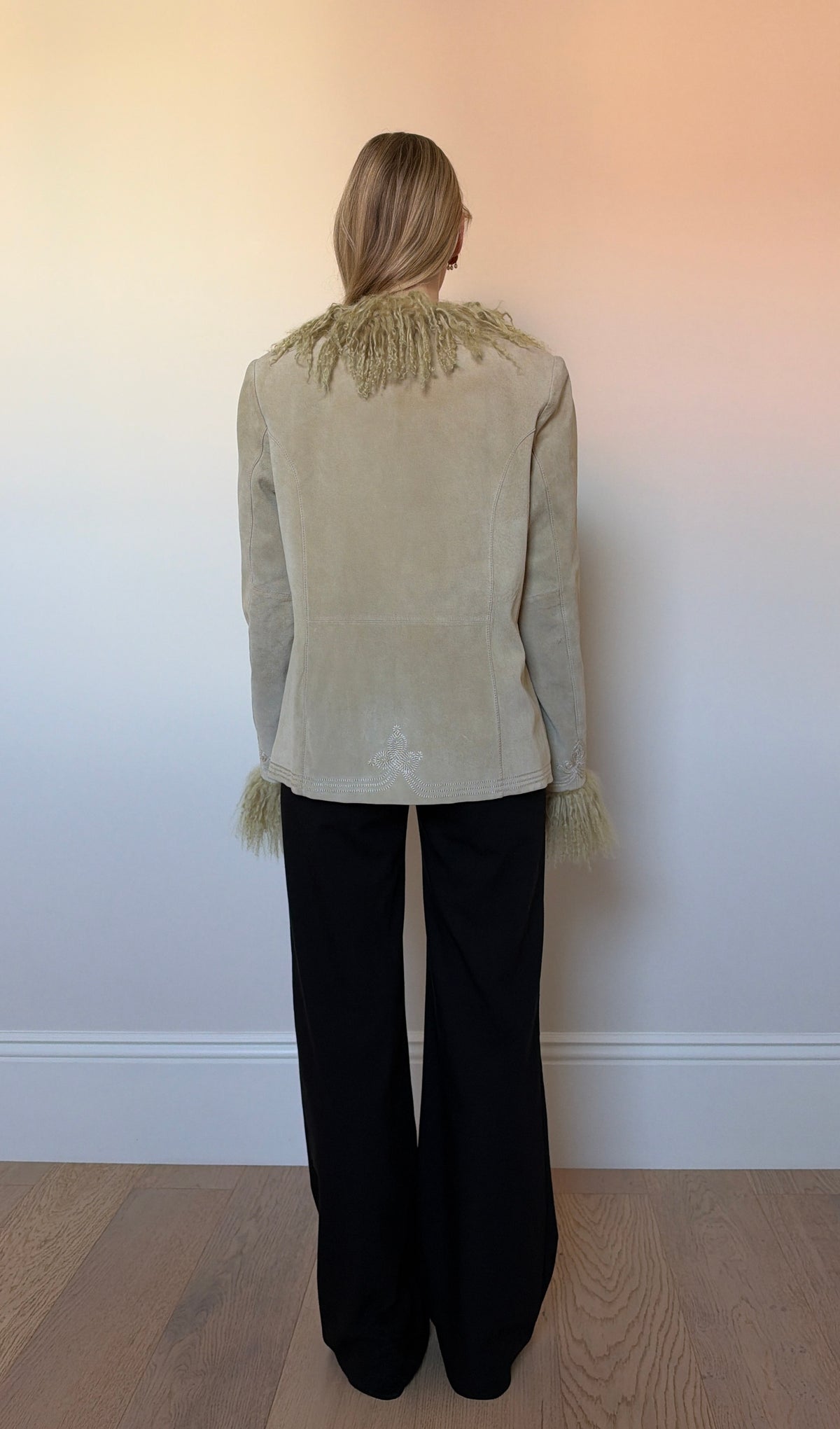 Vintage camel mongolian fur jacket