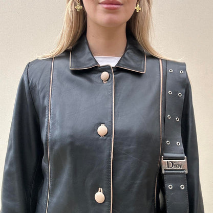 Vintage 90s black leather jacket