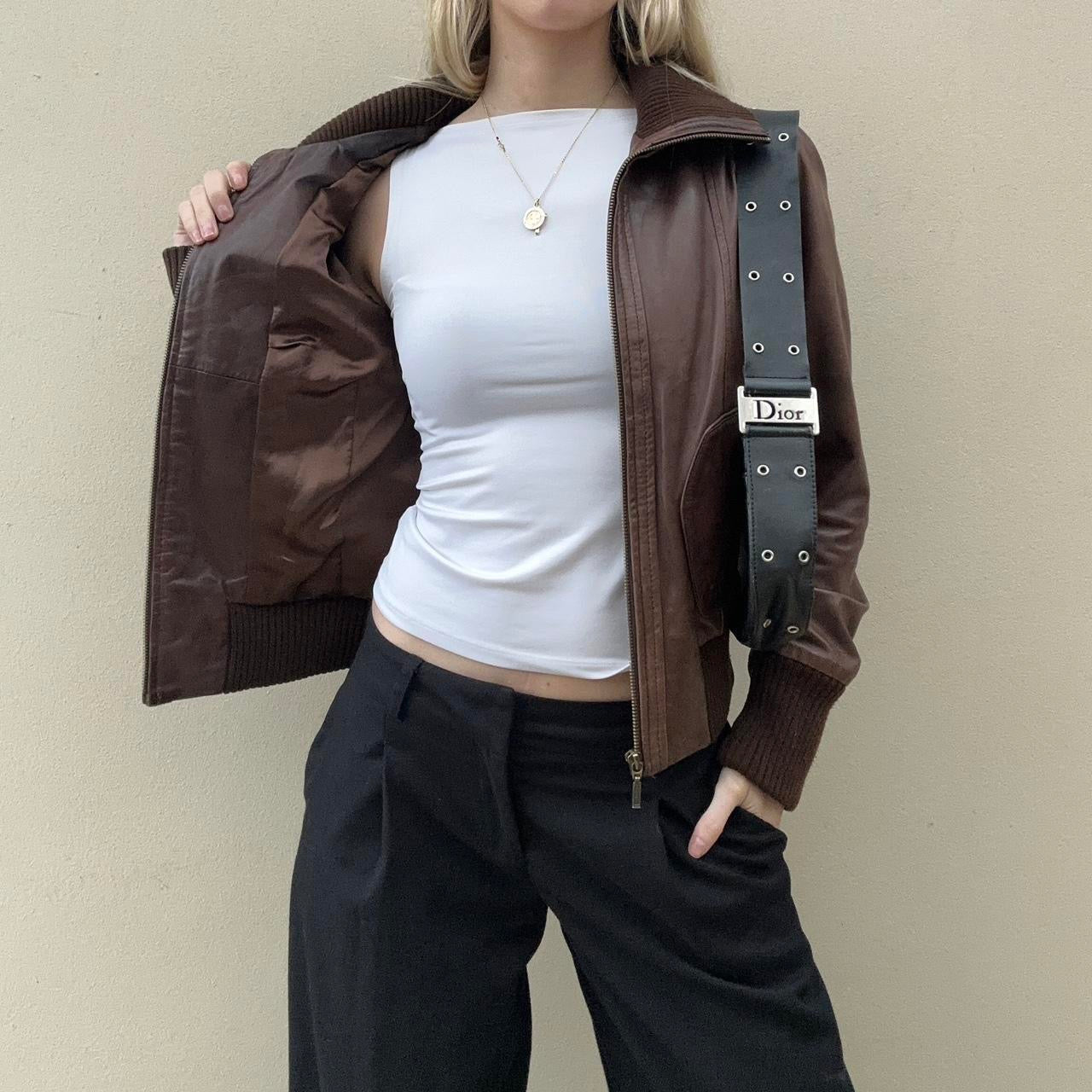 Vintage 00s brown bomber jacket